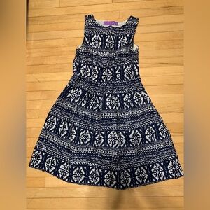 100% cotton Jolie Blue Patterned pleated summer Dress